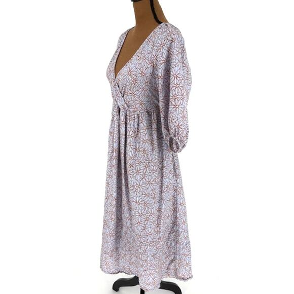 Madewell Floral Half Sleeve Midi Dress in Blue and Brown – Size Small NWOT - Picture 4 of 8